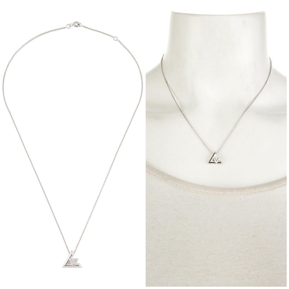 LOUIS VUITTON 18K Diamond LV Volt One Small Pendant Necklace